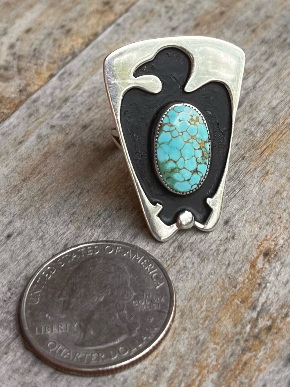 Silver & Turquoise Thunderbird Ring